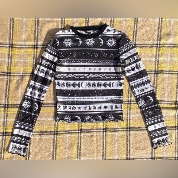 Horoscopez Sheer Cropped Zodiac Astrology Long Sleeve - Picture 5 of 5